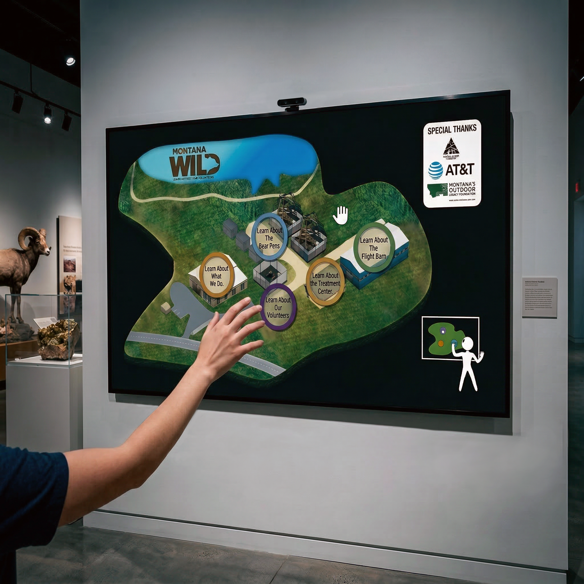 Original Touch Free Interactive Kiosk for Museum Exhibits